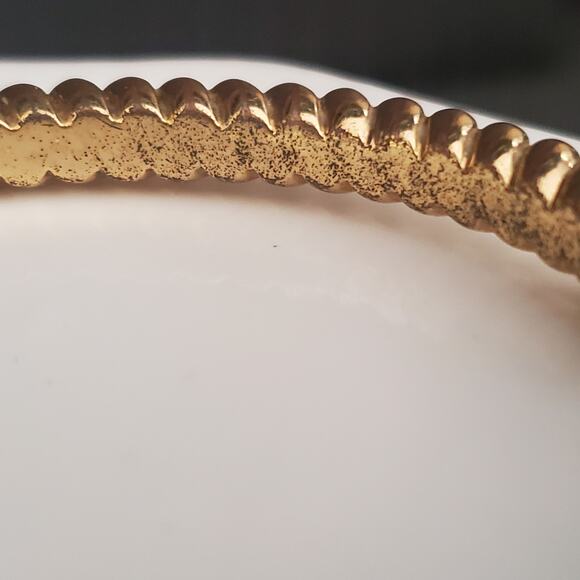 Coach Hinged Bangle with Pave Crystal Anchor Braided Gold Tone Safety Clasp - Picture 6 of 12